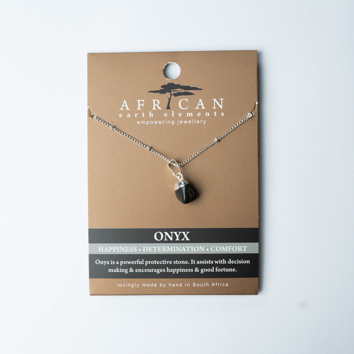 AFRICAN EARTH ELEMENTS ONYX PENDANT NECKLACE