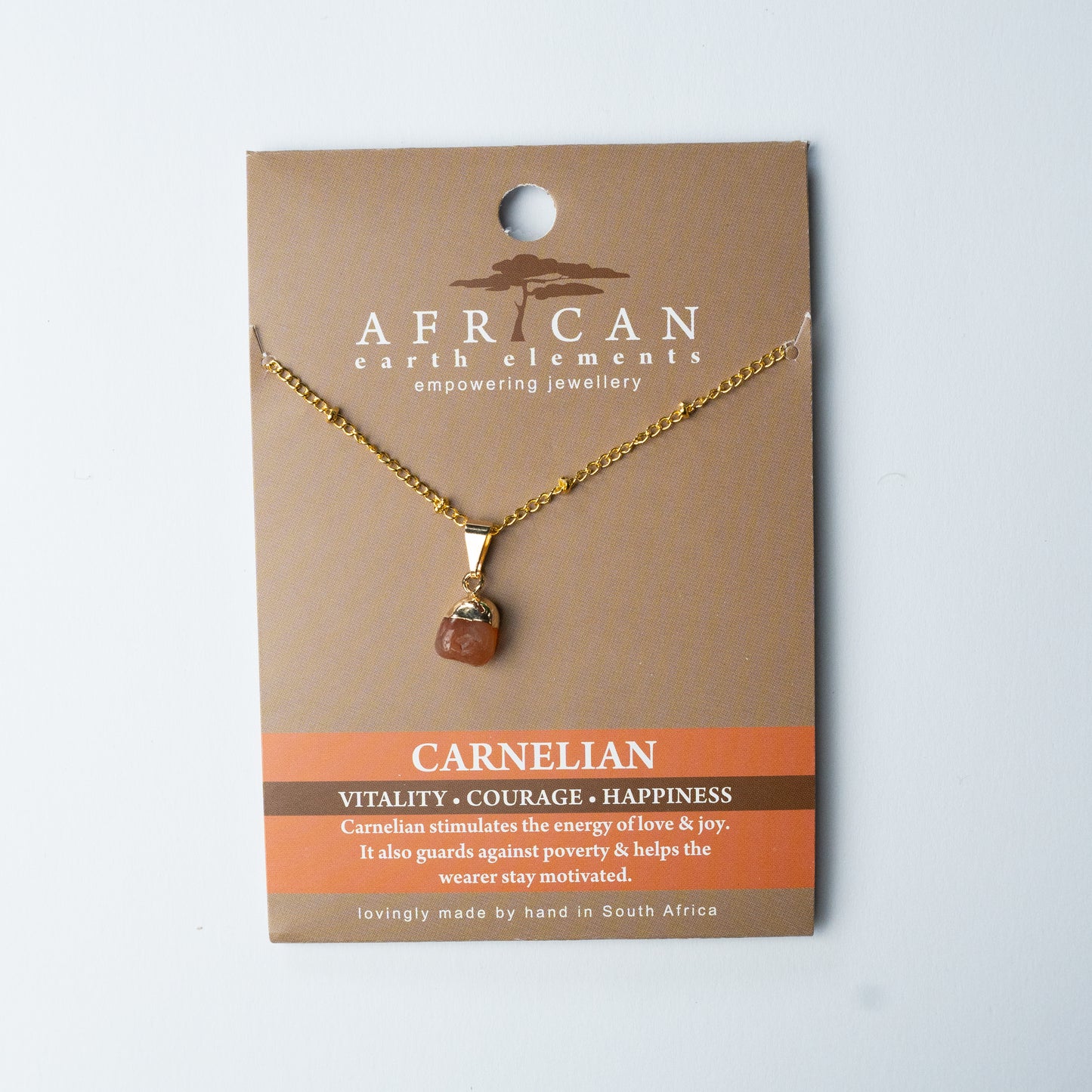 AFRICAN EARTH ELEMENTS CARNELIAN PENDANT NECKLACE
