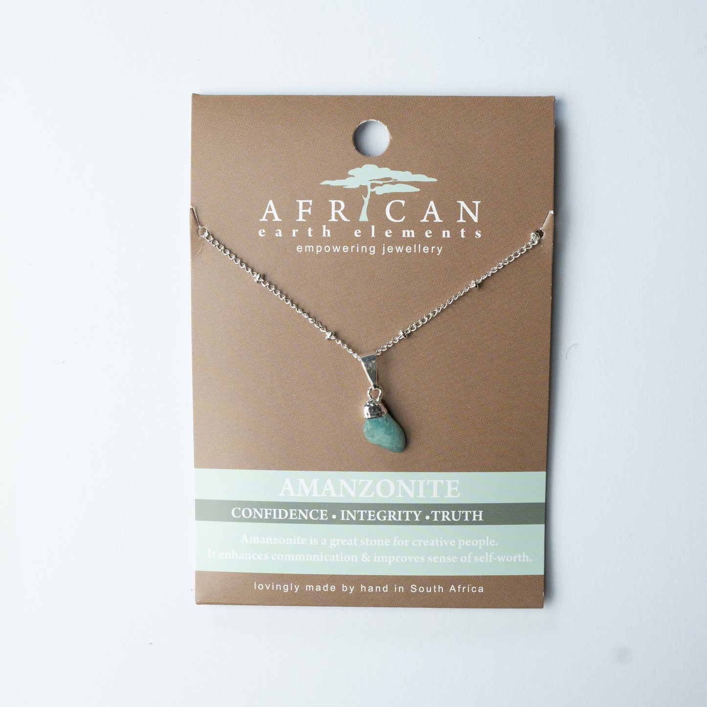 AFRICAN EARTH ELEMENTS AMAZONITE PENDANT NECKLACE