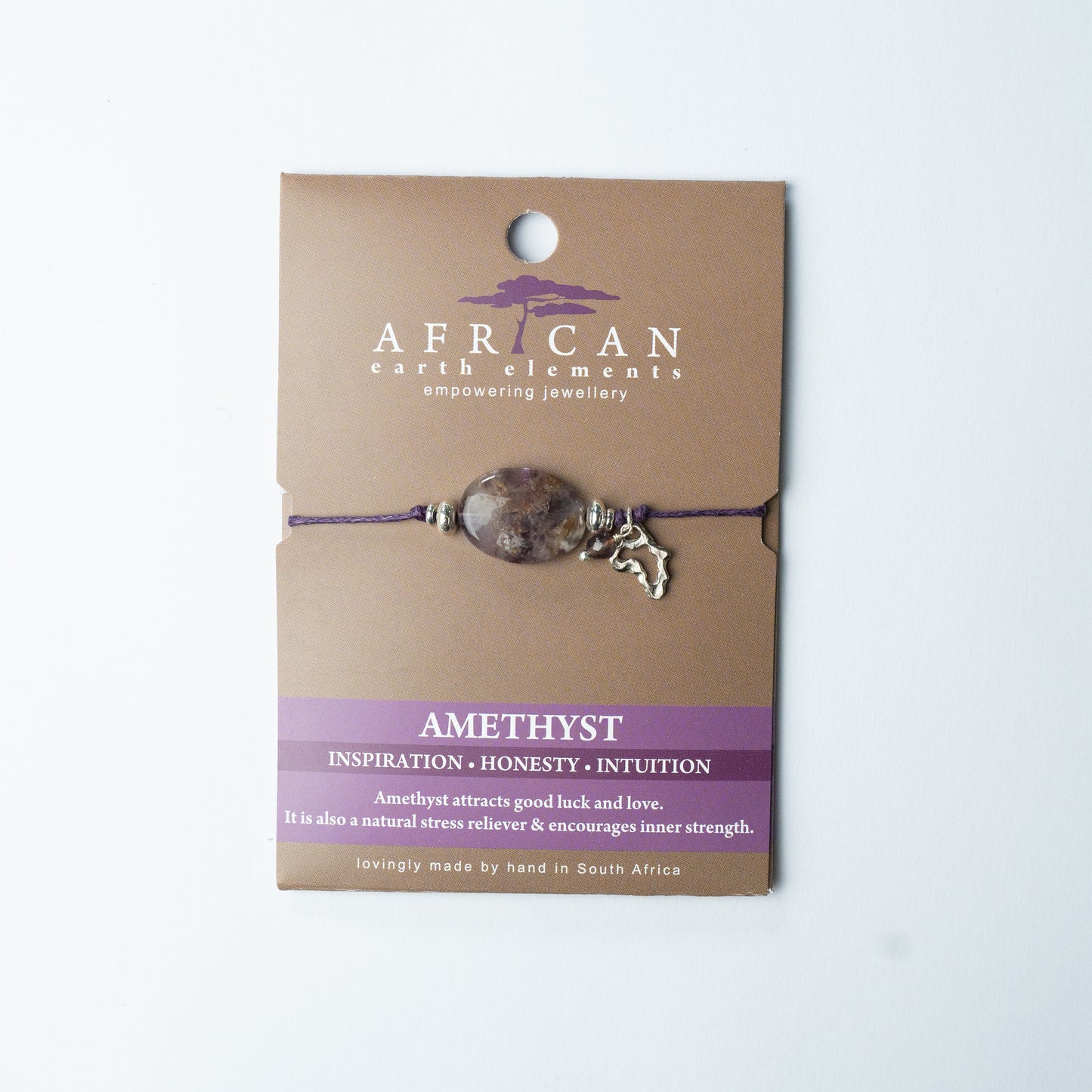 AFRICAN EARTH ELEMENTS AMETHYST OVAL BRACELET