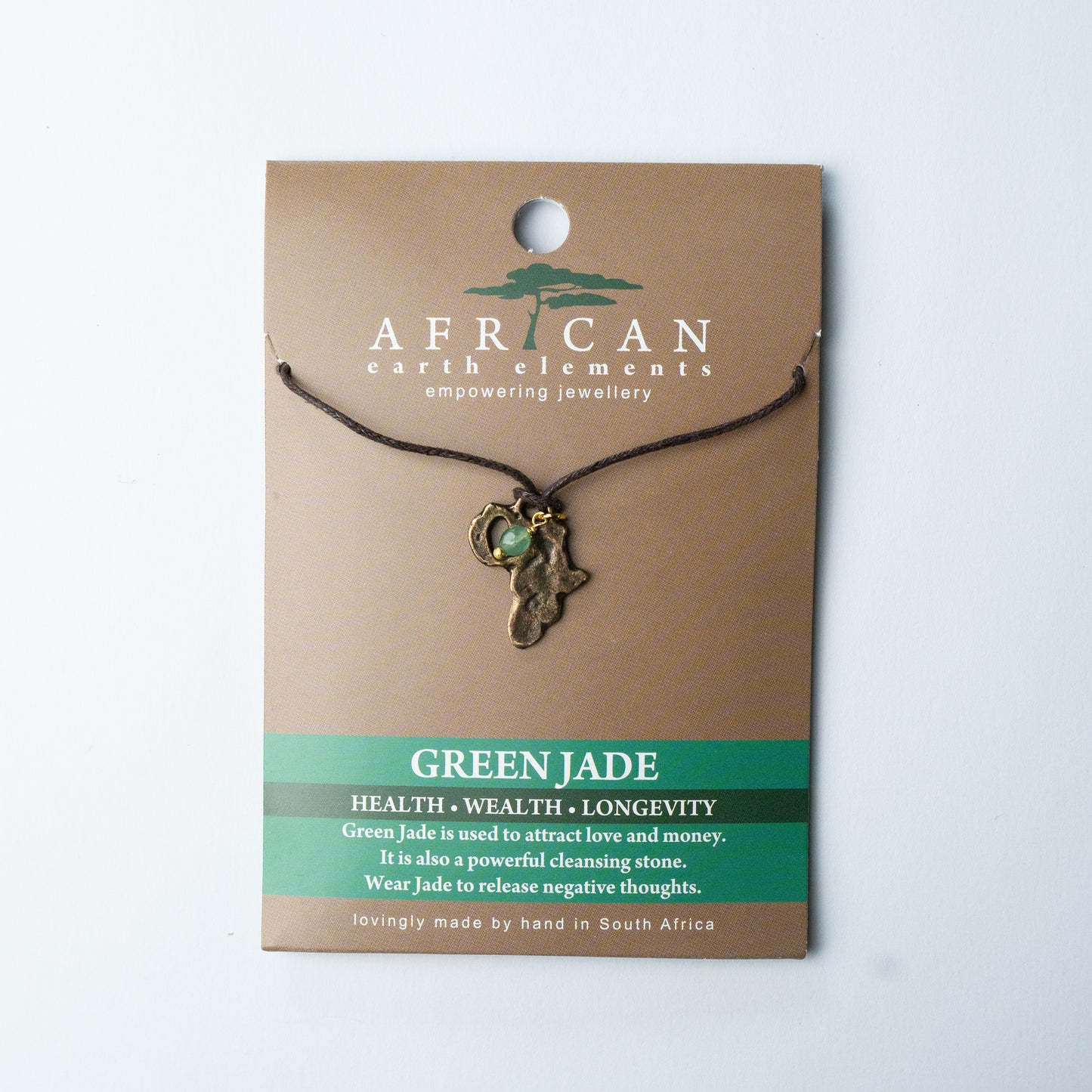 AFRICAN EARTH ELEMENTS GREEN JADE MAP NECKLACE