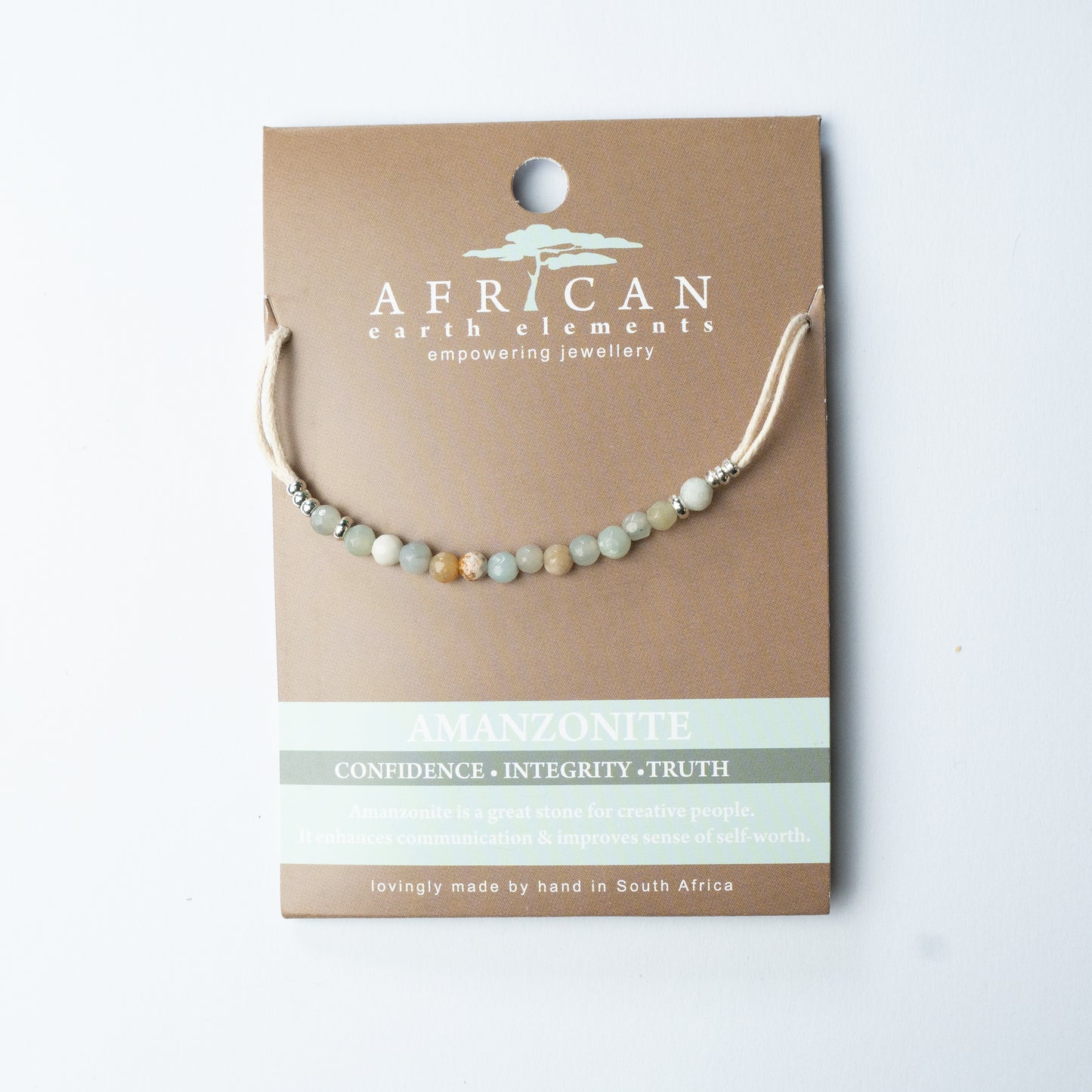 AFRICAN ELEMENTS COTTON NECKLACE - AMANZONITE