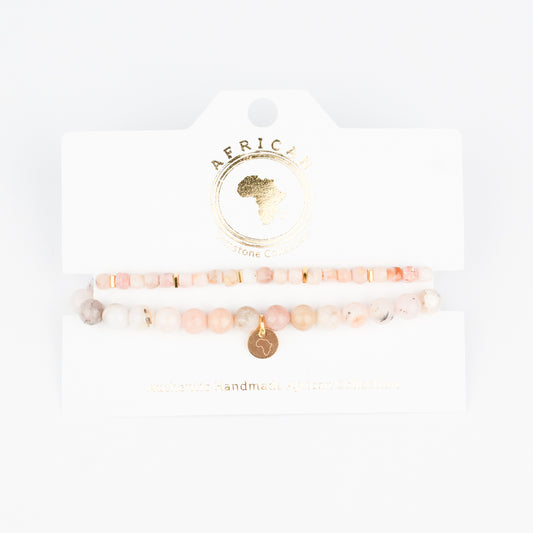 GEMSTONE STRETCH BRACELET - PINK OPAL