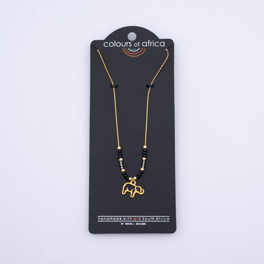 COLOURS OF AFRICA CHAIN NECKLACE GOLD - BLACK