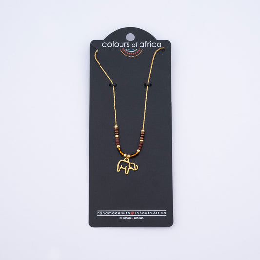COLOURS OF AFRICA CHAIN NECKLACE GOLD - BROWN