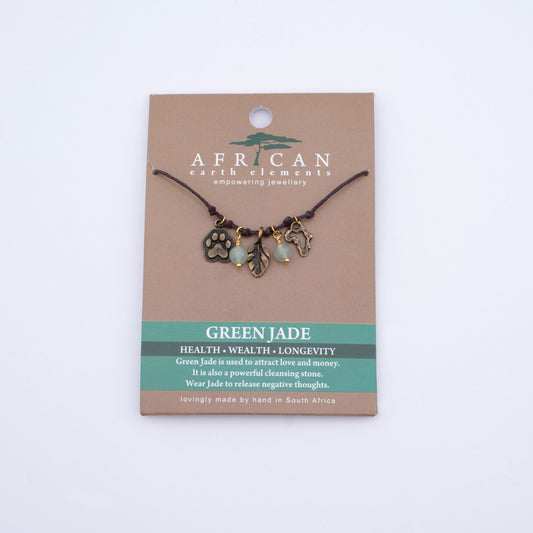 AFRICAN EARTH ELEMENTS GREEN JADE CHARM NECKLACE