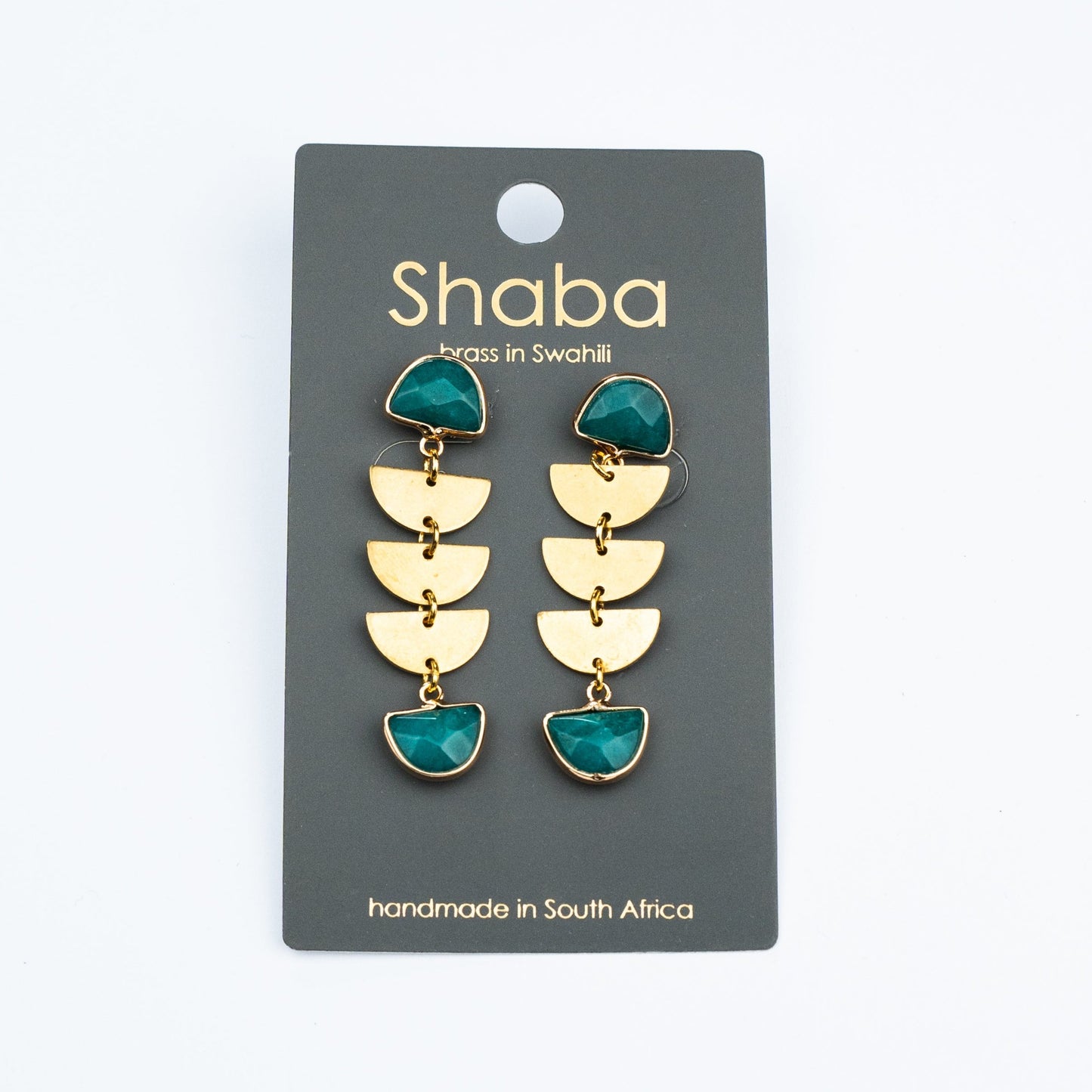 Shaba Half Moon Green Drop Earrings