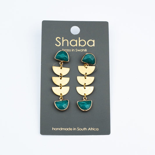 Shaba Half Moon Green Drop Earrings