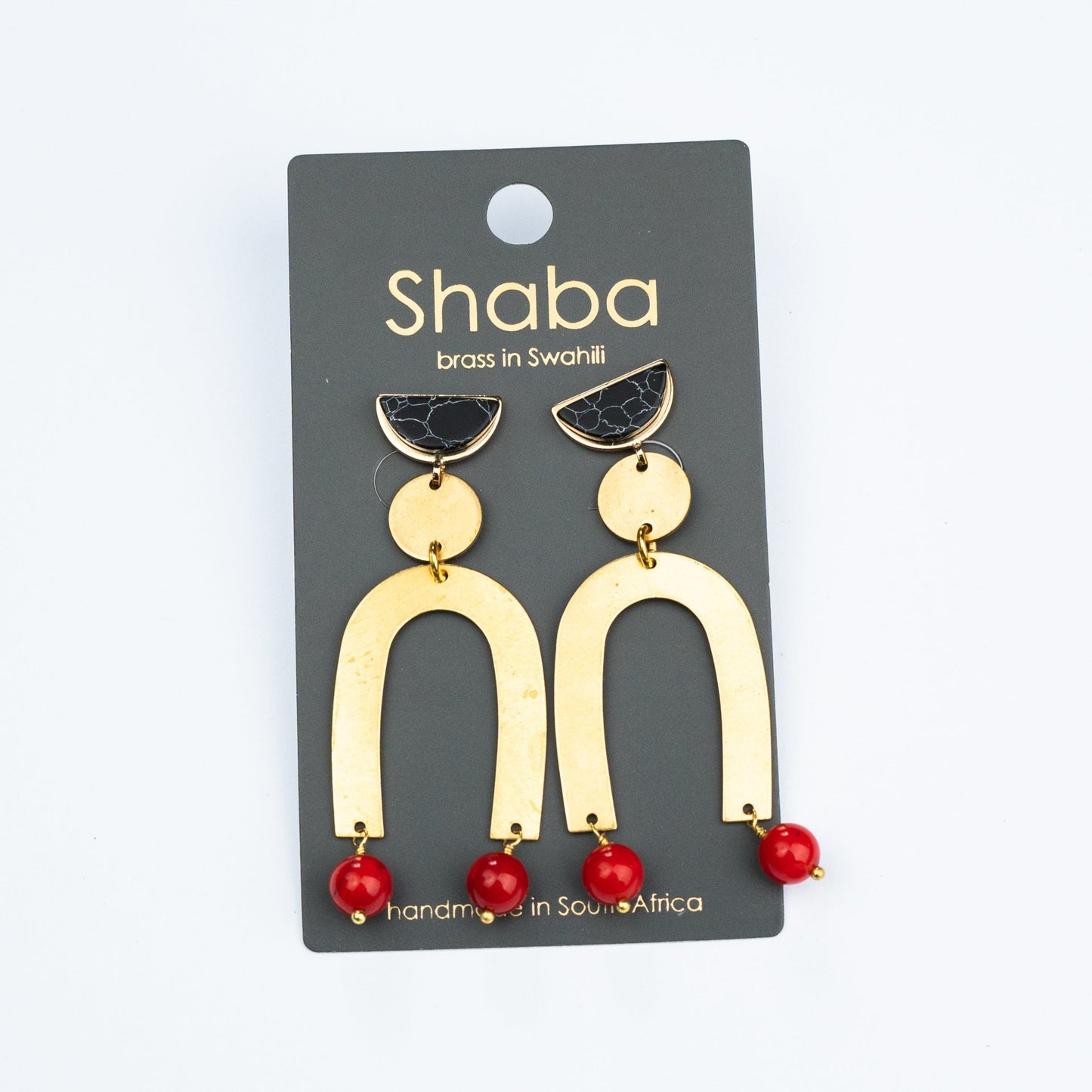 Shaba Horseshoe Coral Earring