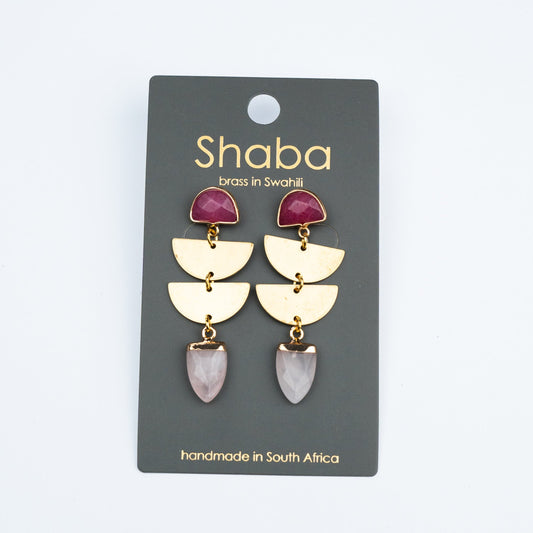 Shaba Half Moon Pink Earrings