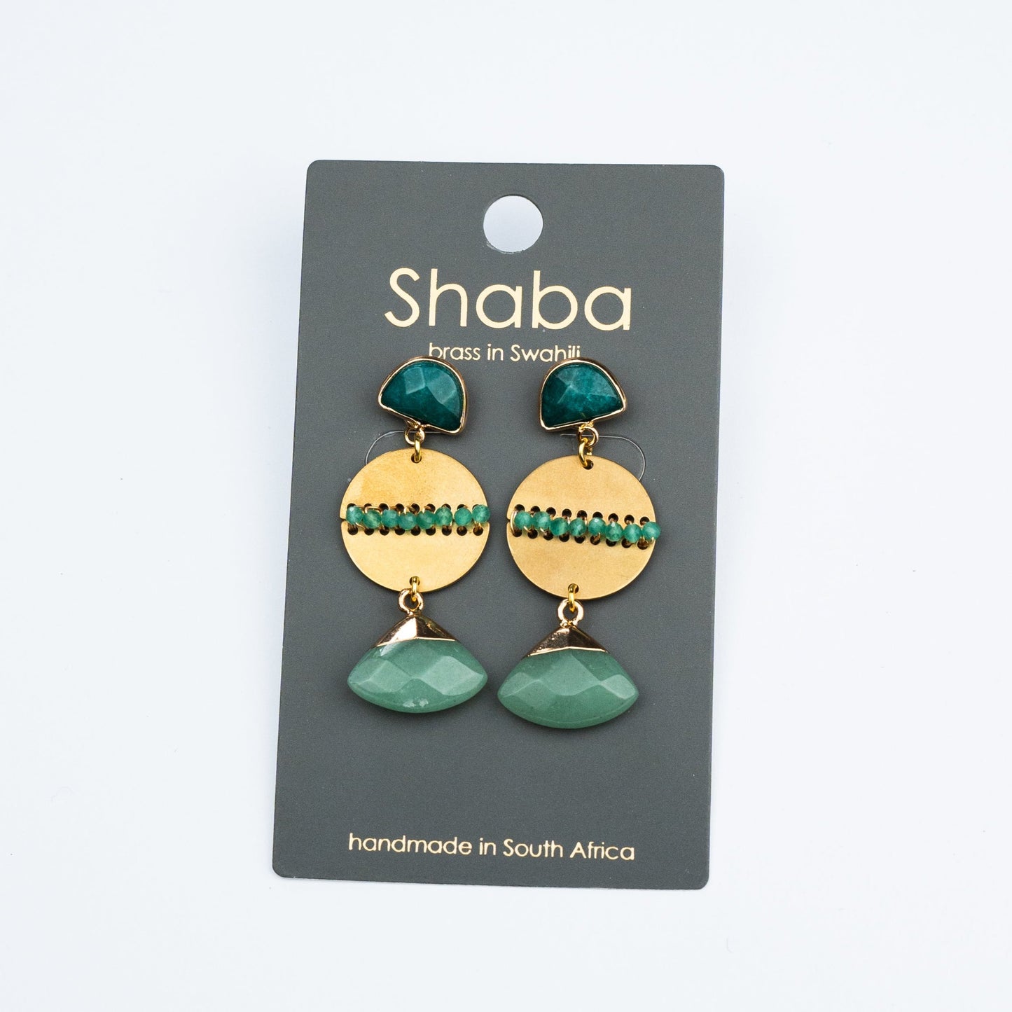 Shaba Green Sun Bead Earring