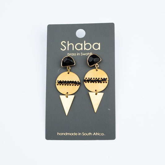 Shaba Triangle Onyx Bead Earring