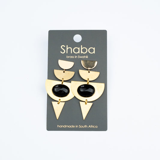 Shaba Onyx Triangle Large Earring