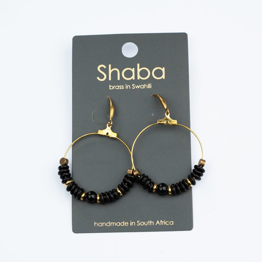 Shaba Black Hoop Earrings