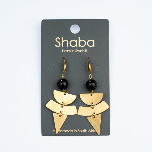 Shaba Black Lava Triangle Earrings