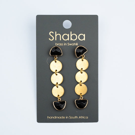 Shaba Drop Round Onyx Earring