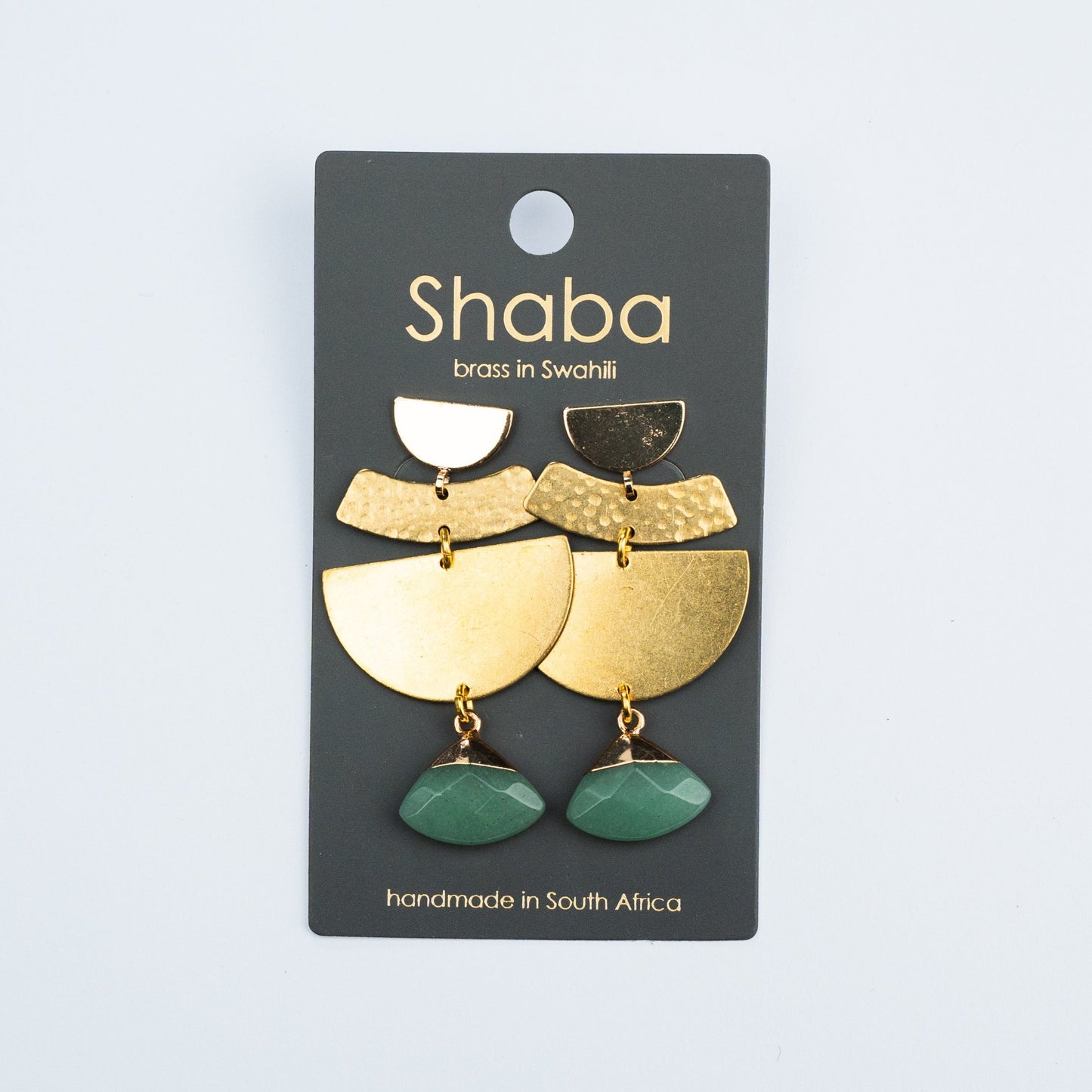 Shaba Large Drop Fan Green Earring