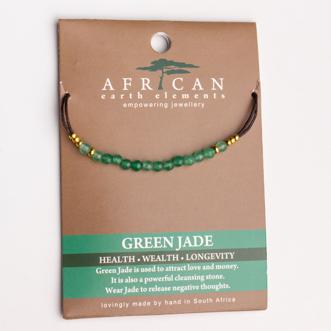 African Earth Elements Green Jade Cotton Necklace