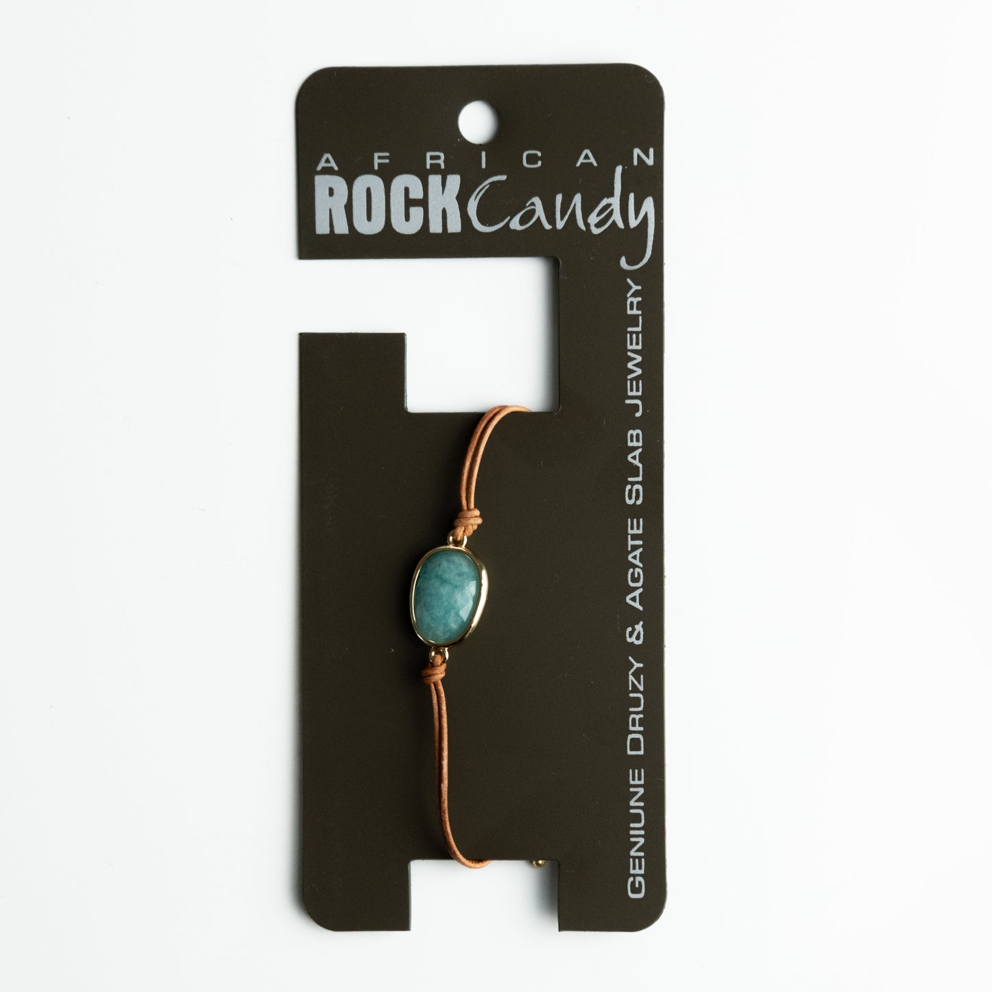 African Rock Candy Green Agate Leather Bracelet