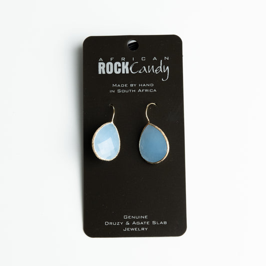 African Rock Candy Blue Agate Statement Gemstone Earrings
