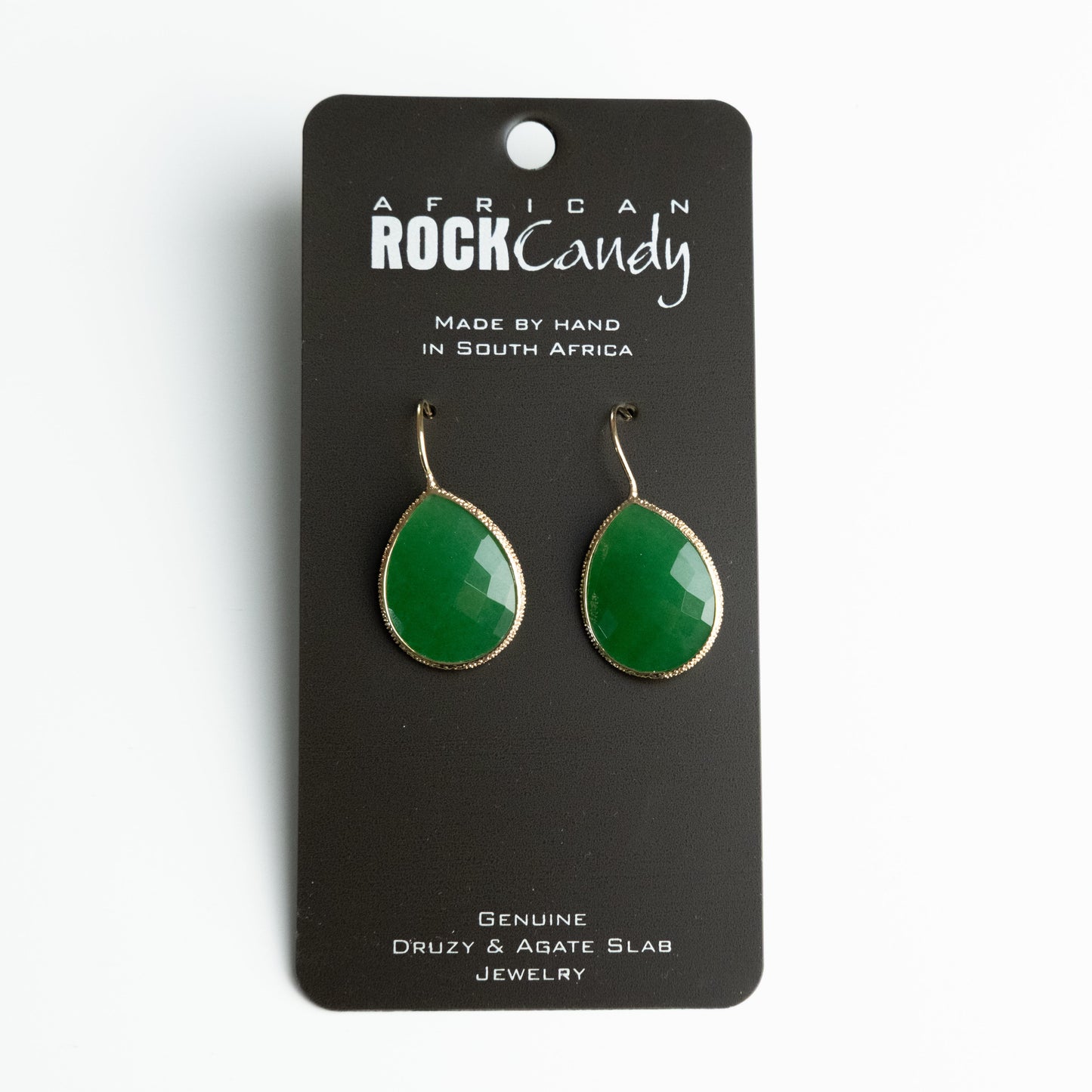 African Rock Candy Green Agate Statement Gemstone Earrings