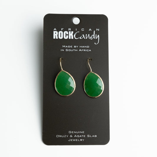 African Rock Candy Green Agate Statement Gemstone Earrings