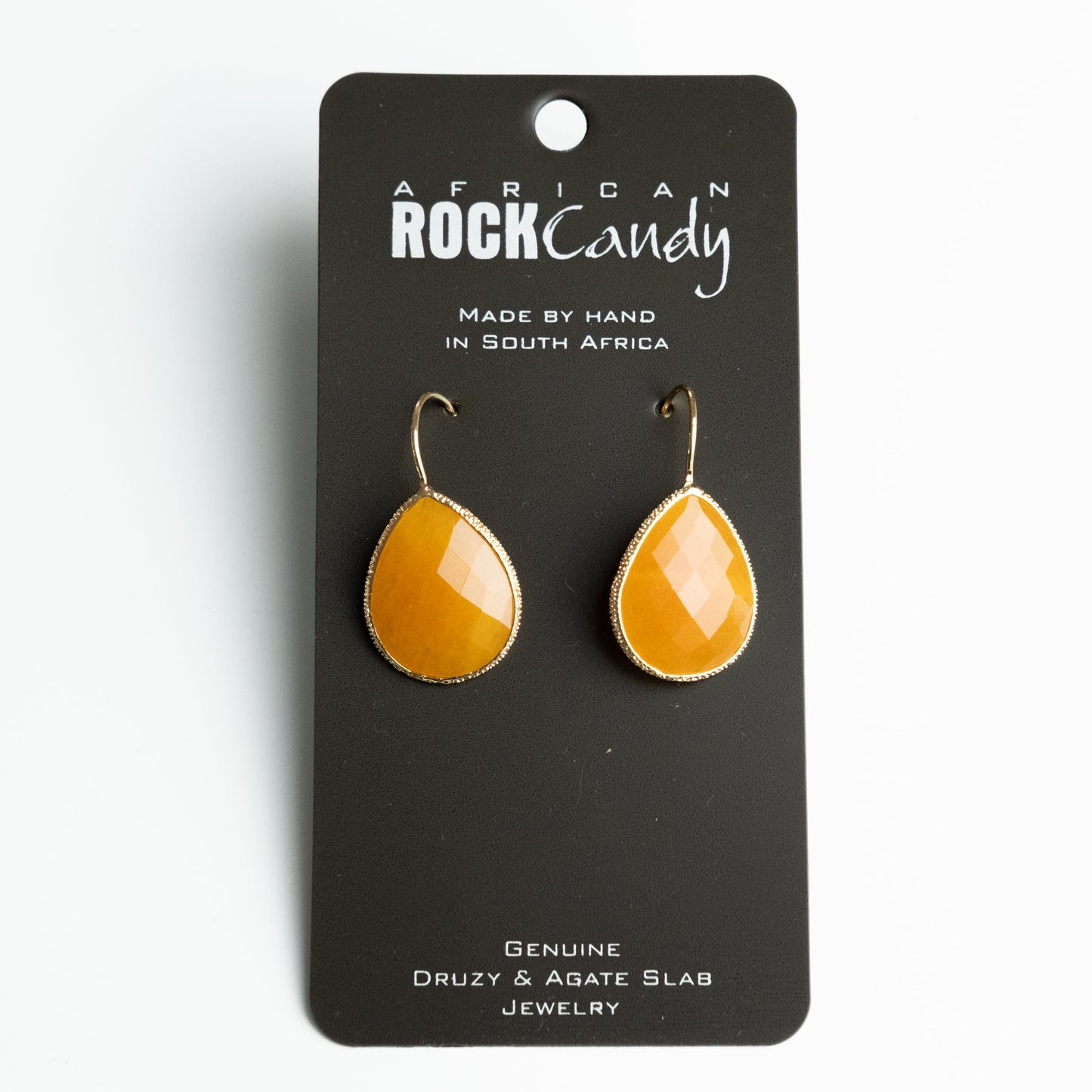 African Rock Candy Orange Statement Gemstone Earrings