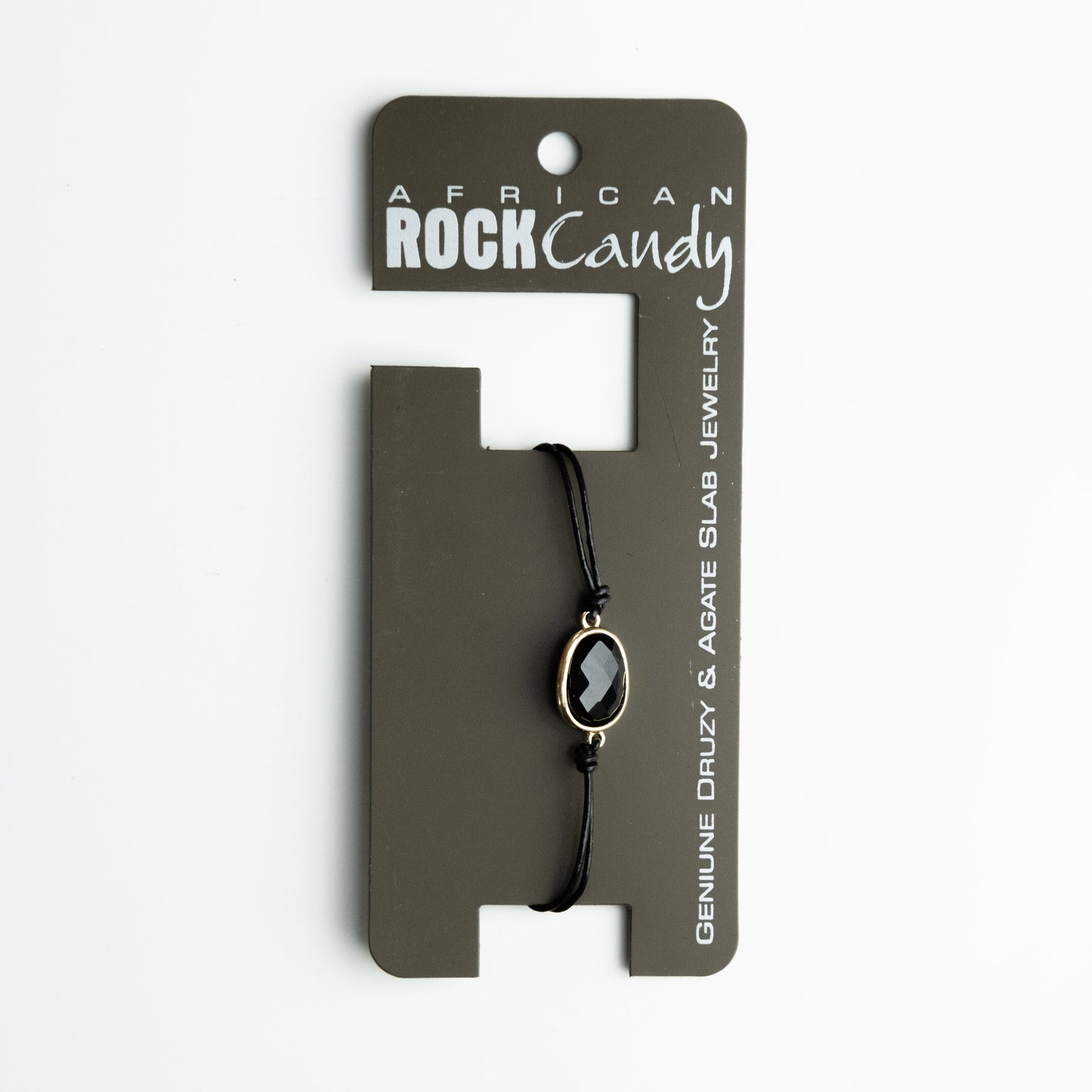African Rock Candy Black Onyx Leather Bracelet
