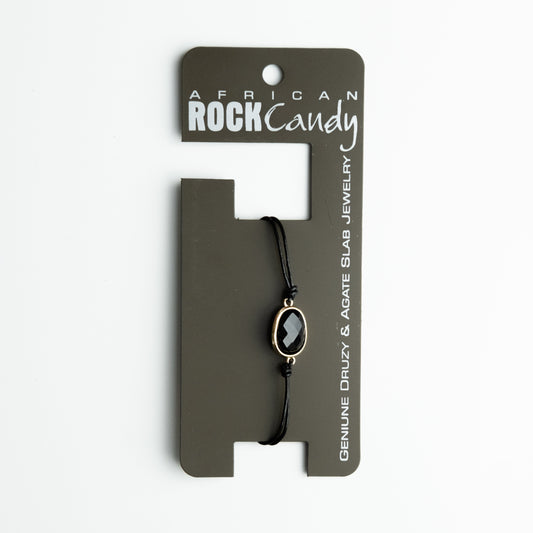 African Rock Candy Black Onyx Leather Bracelet