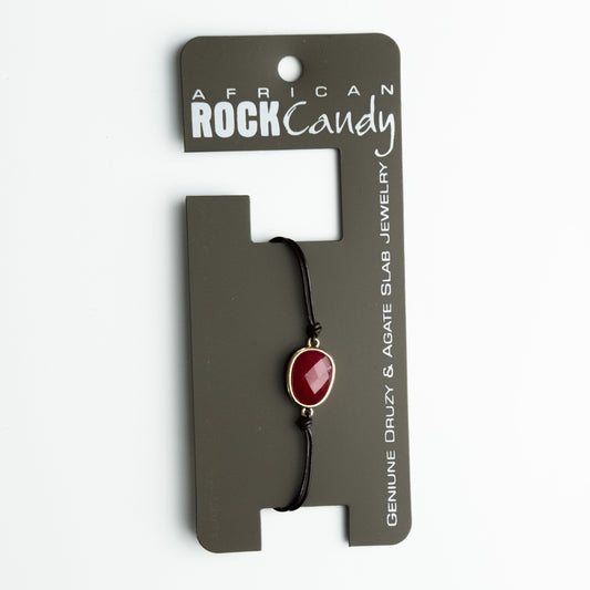 African Rock Candy Pink Agate Leather Bracelet
