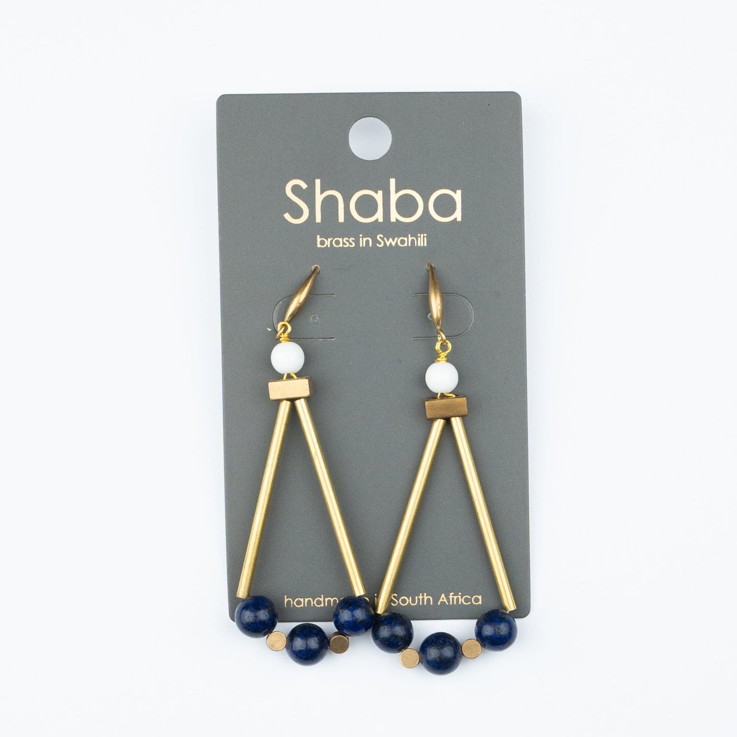 Shaba Lapis Lazuli Long Bar Earrings