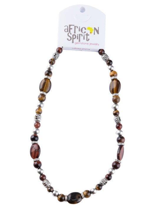 African Spirit Tigers Eye Wrap Necklace