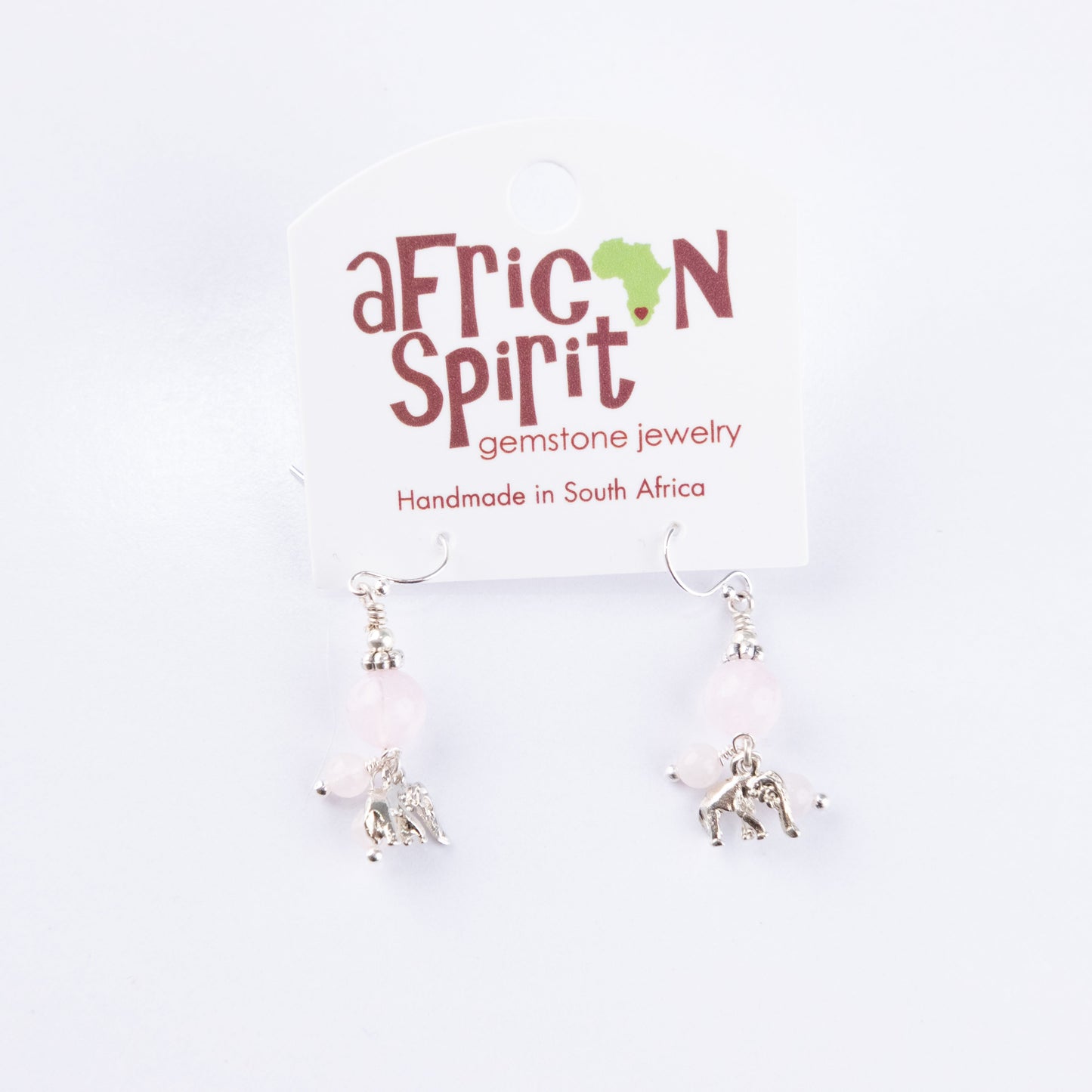 African Spirit Rose Quarts Cluster Earring