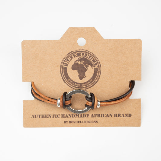 URBAN BROWN SUED AFRICA DISC BRACELET