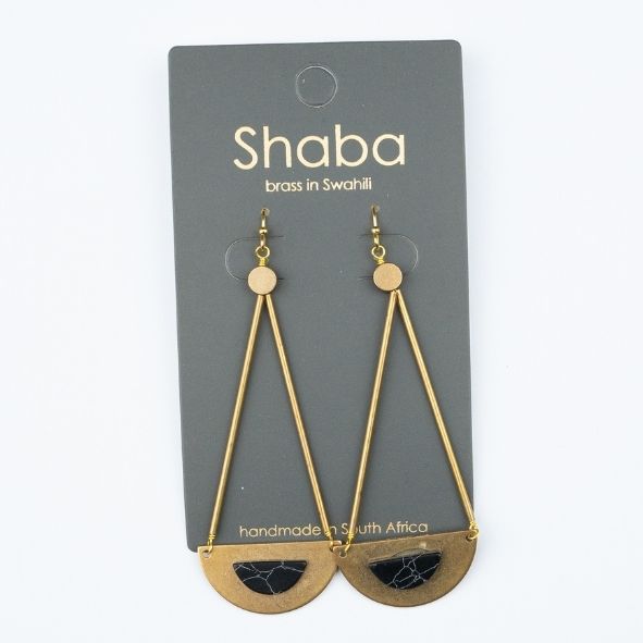 Shaba Black Howlite Moon Earrings