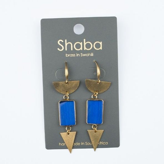 Shaba Blue Agate Rectangle Earrings