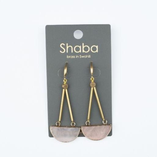 Shaba Rose Quartz 1/2 Moon Earrings