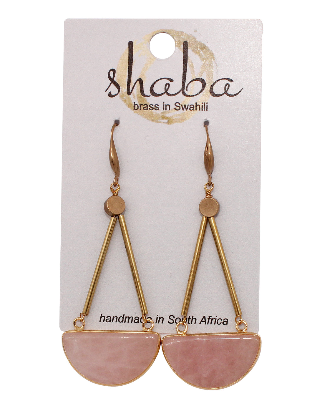 Shaba Rose Quartz 1/2 Moon Earrings