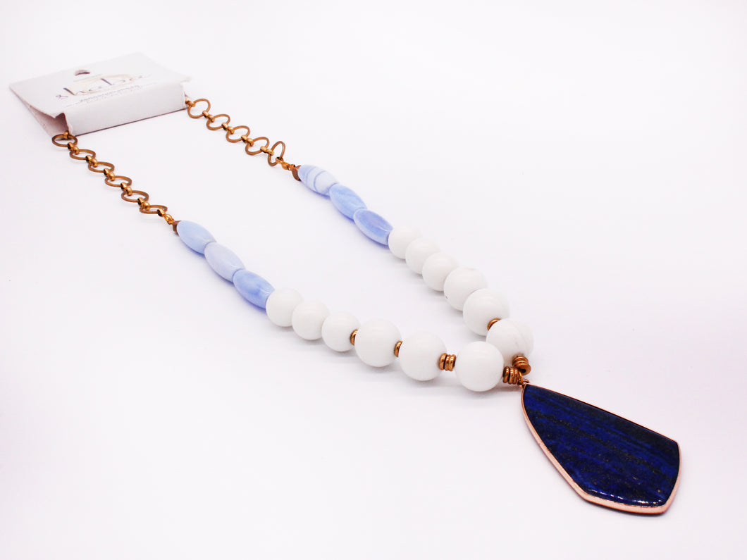 Shaba Blue Lace and White Agate Pendant Necklace