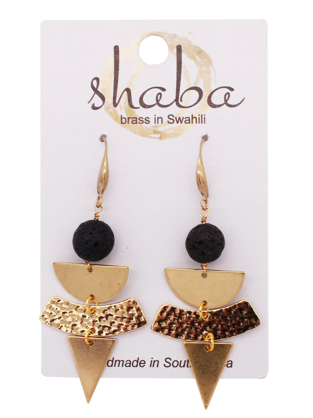 Shaba Black Lava Triangle Earrings