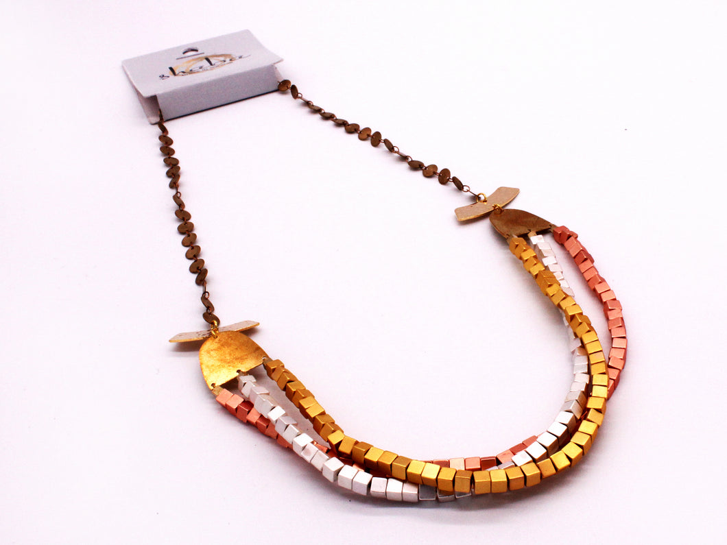 Shaba 3 Strand Pyrite Necklace