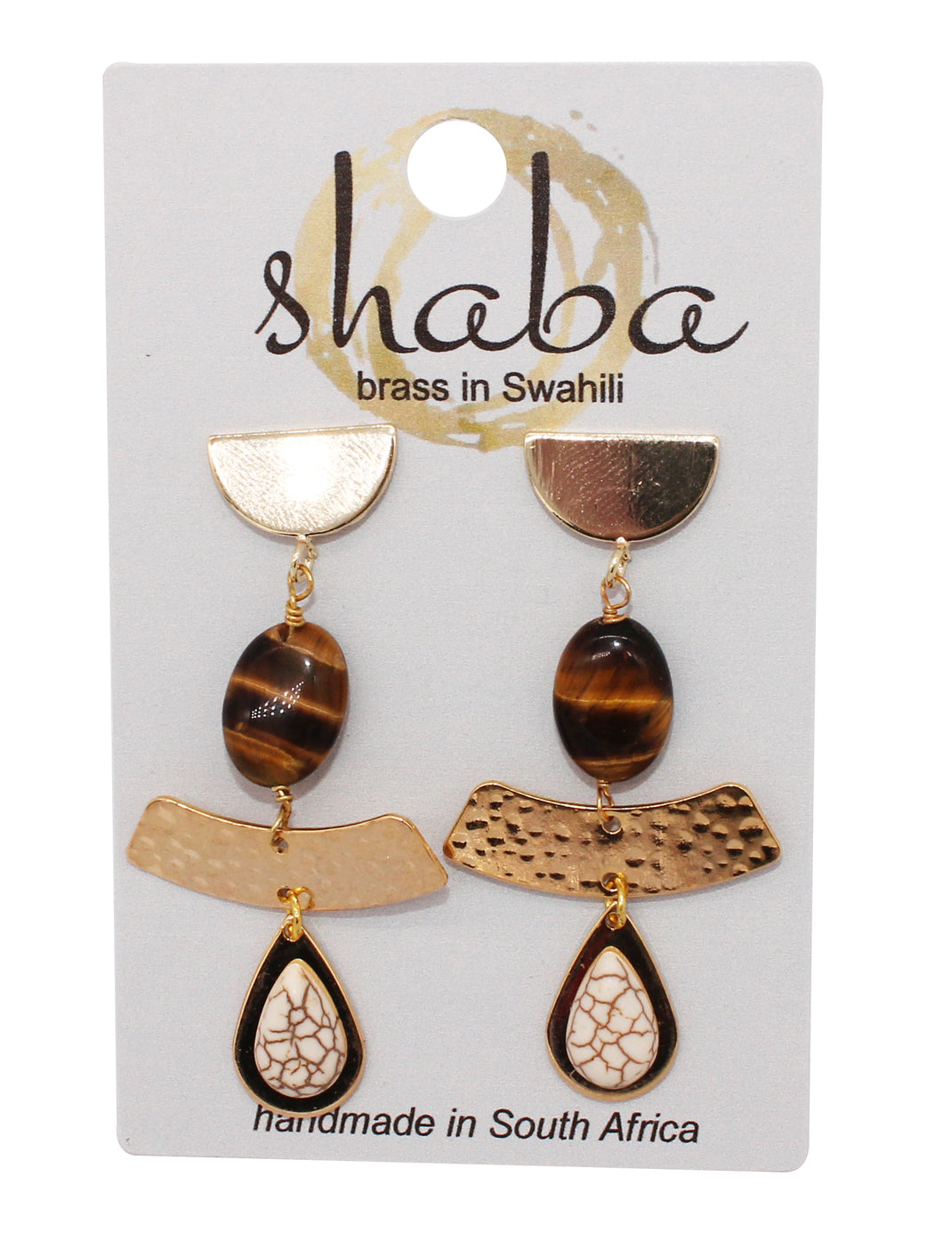 Shaba Tigers Eye & Howlite Earrings