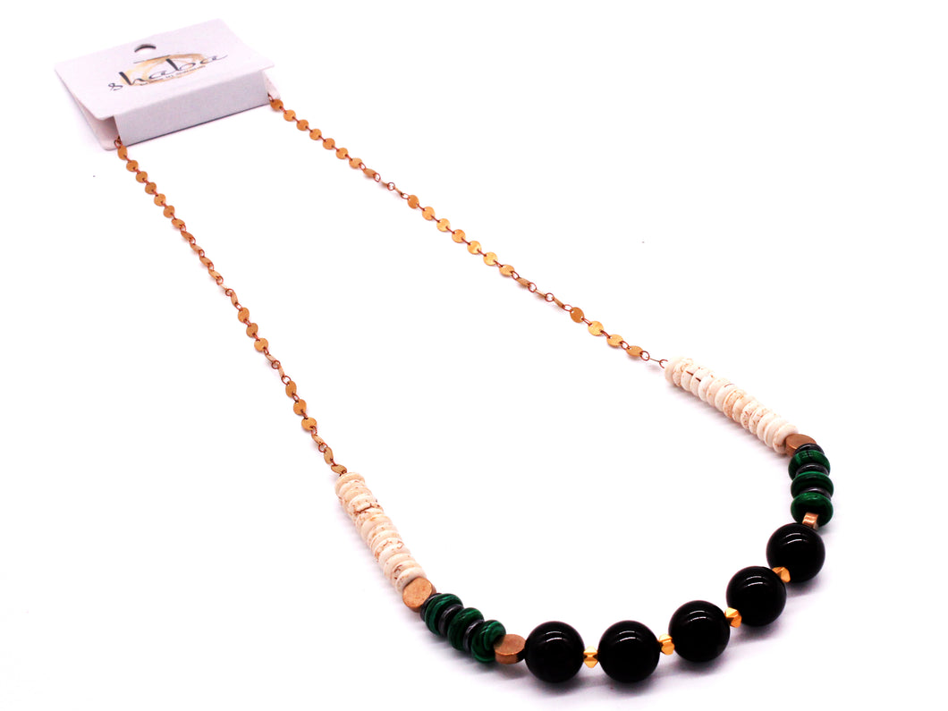 Shaba Round Onyx and Malachite Necklace