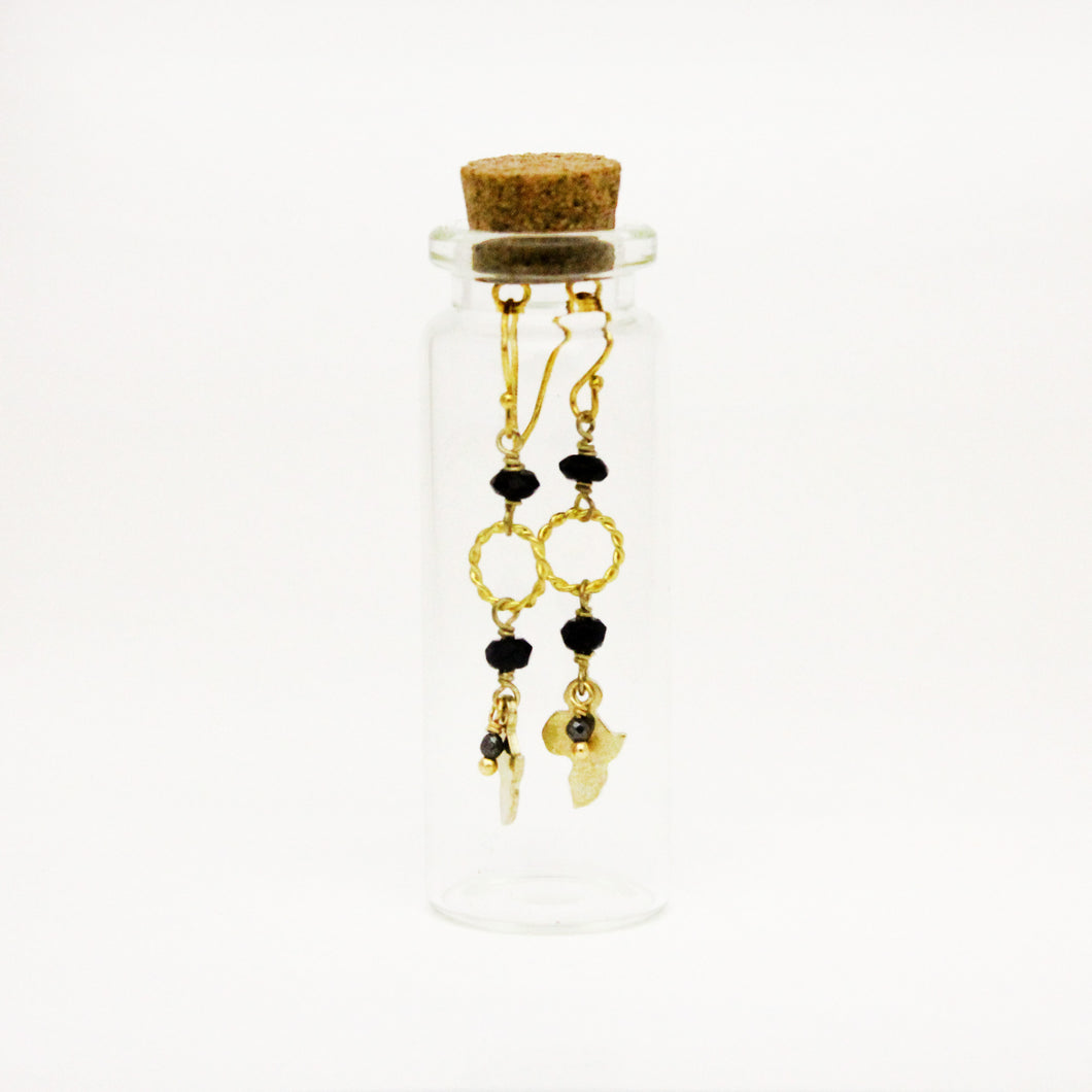 Bottled Onyx and Pyrite Earrings