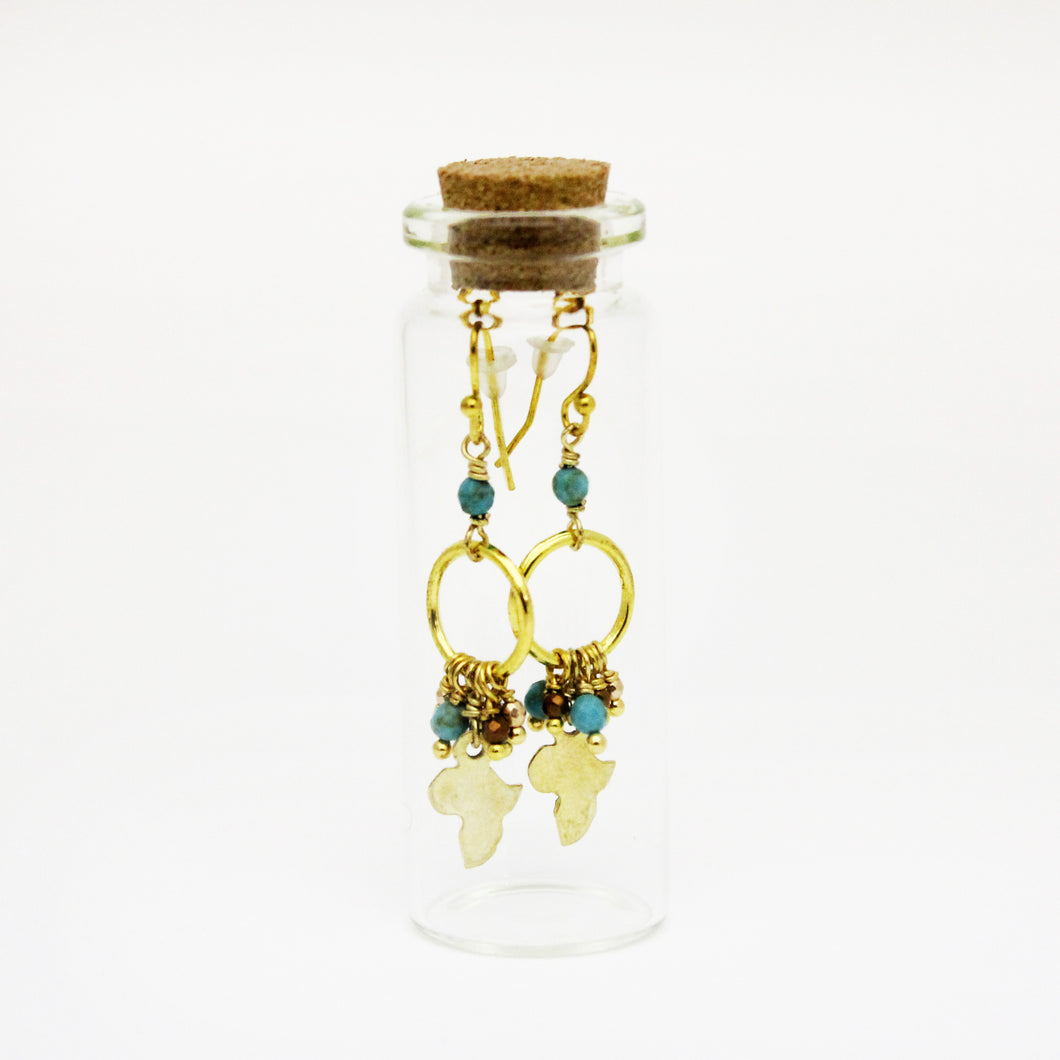 Bottled Turquoise and Pyrite Earrings