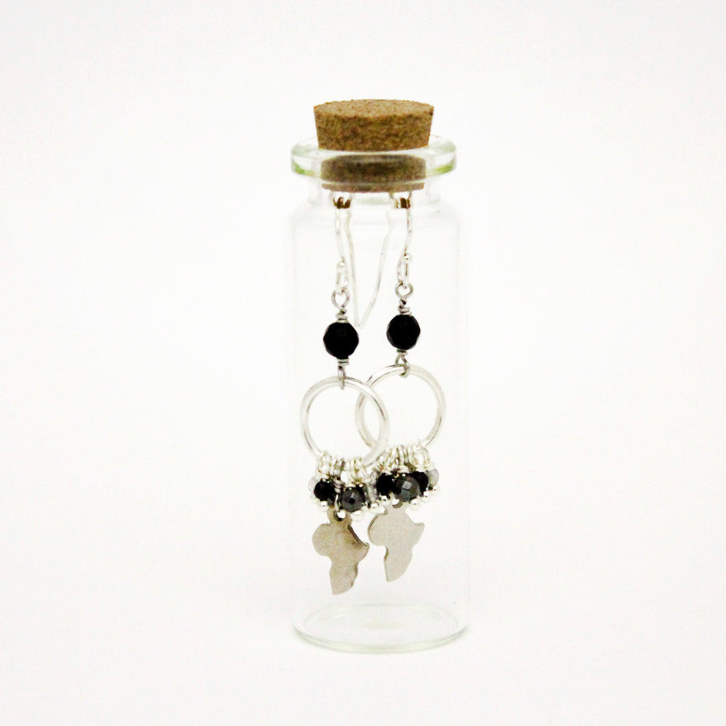 Bottled Onyx and Pyrite Earrings