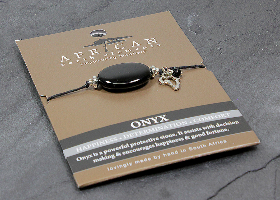 African Earth Elements Onyx Oval Bracelet with African Map Detail