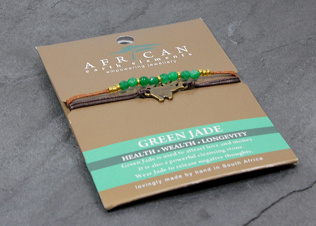 African Earth Elements Green Jade Double Bracelet with Hippo Charm