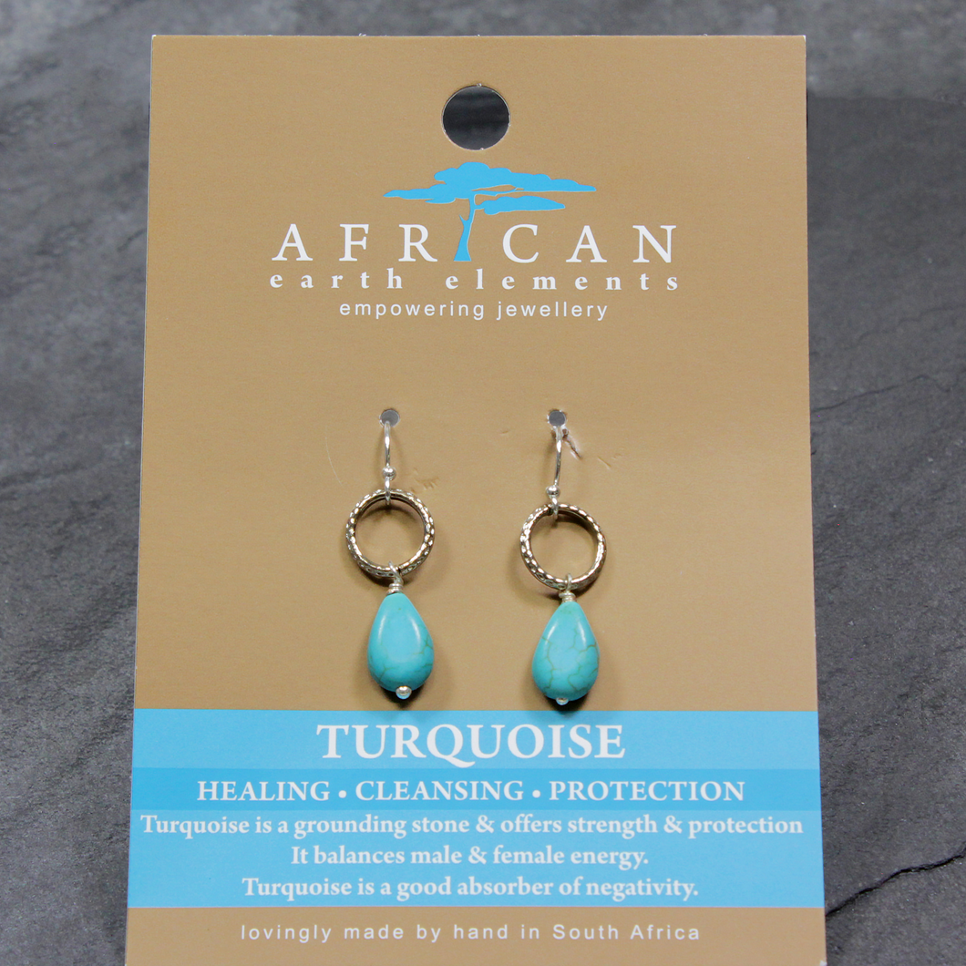 African Earth Elements Turquoise Drop Earrings