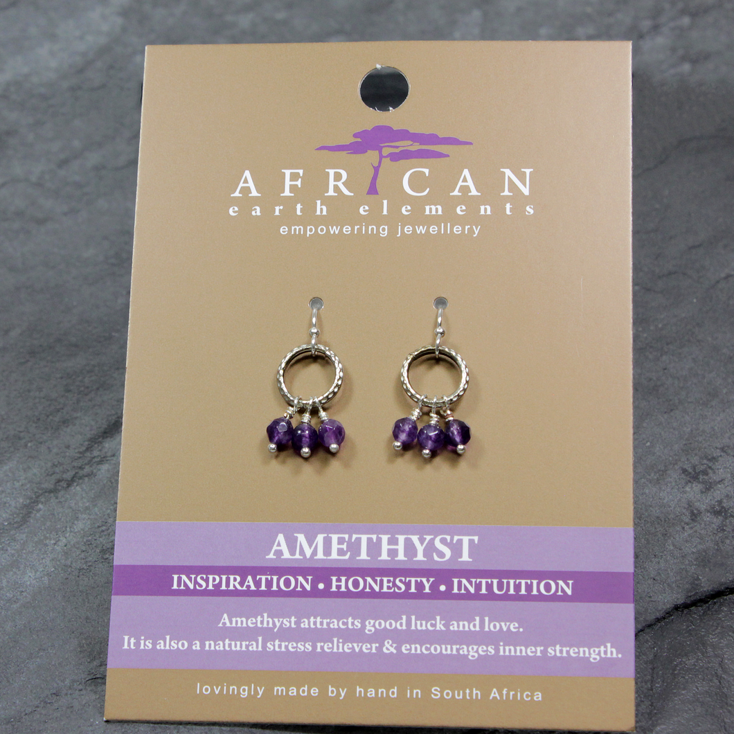 African Earth Elements Amethyst Cluster Earrings